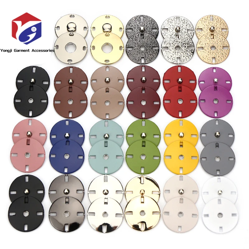 Sew-on Snap Buttons Metal Snap Fastener Buttons Press Button for Sewing Clothing Black and Silvery 25mm For Women Clothes