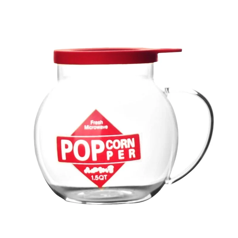 2260ml 2QT Microwave glass popcorn with handle,microwave glass popcorn popper hot air popcorn popper