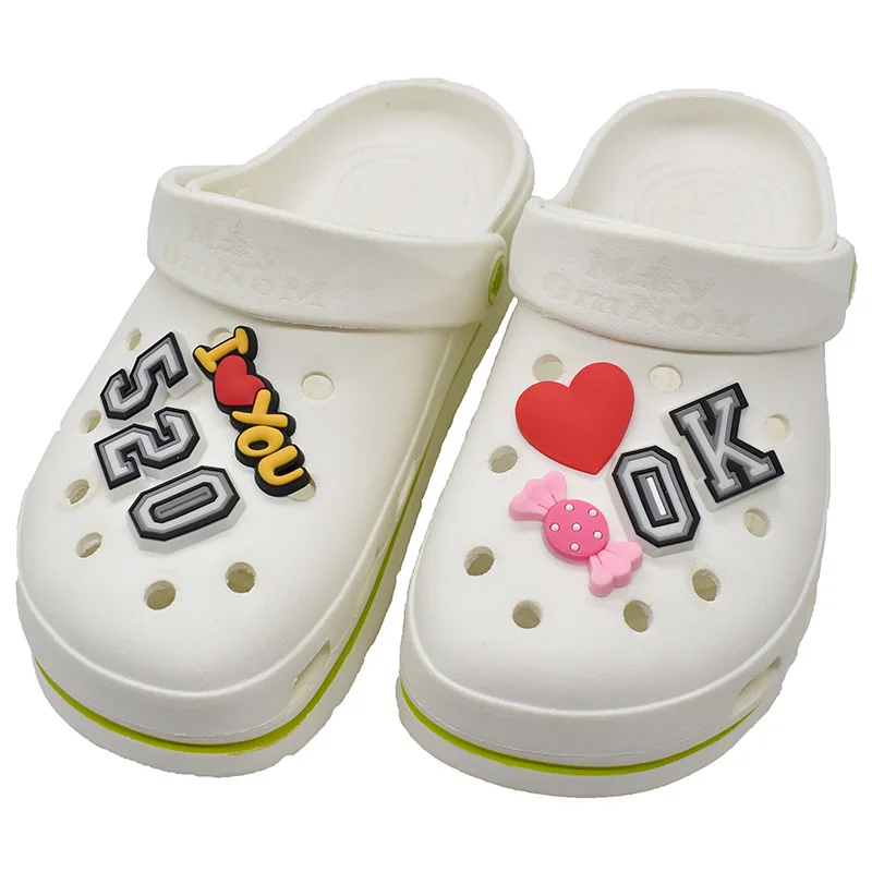 Customized new high quality letter and number pvc shoes accessories  rubber shoe charms decoration for kids shoe