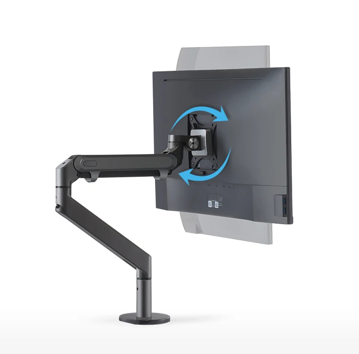 Premium Spring Gas Monitor Mount Arm for Single Screens From 17-32 Inch in Silver and Dark Grey