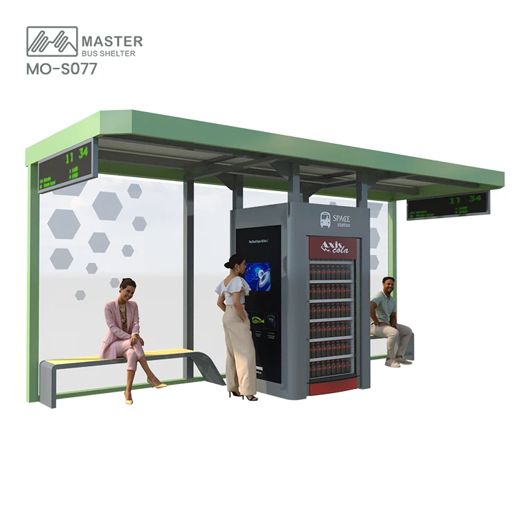 Aluminum Alloy Metal Plate Open Bus Shelter Vending Machine Stylish Bus Shop Station