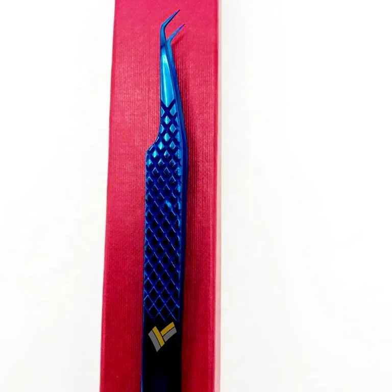  Королевский синий для плазменной резки русский объем пинцет с или без сжатия диаманта из нержавеющей стали частная марка Наращивание ресниц Пинцет