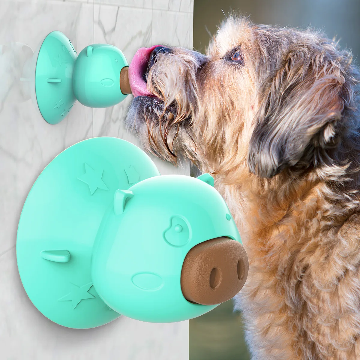 Dog Chew Supplies Pig Shape Dog Treat Toy withe Suction Cup Cleaning Interactive Games Accessories Pet Products