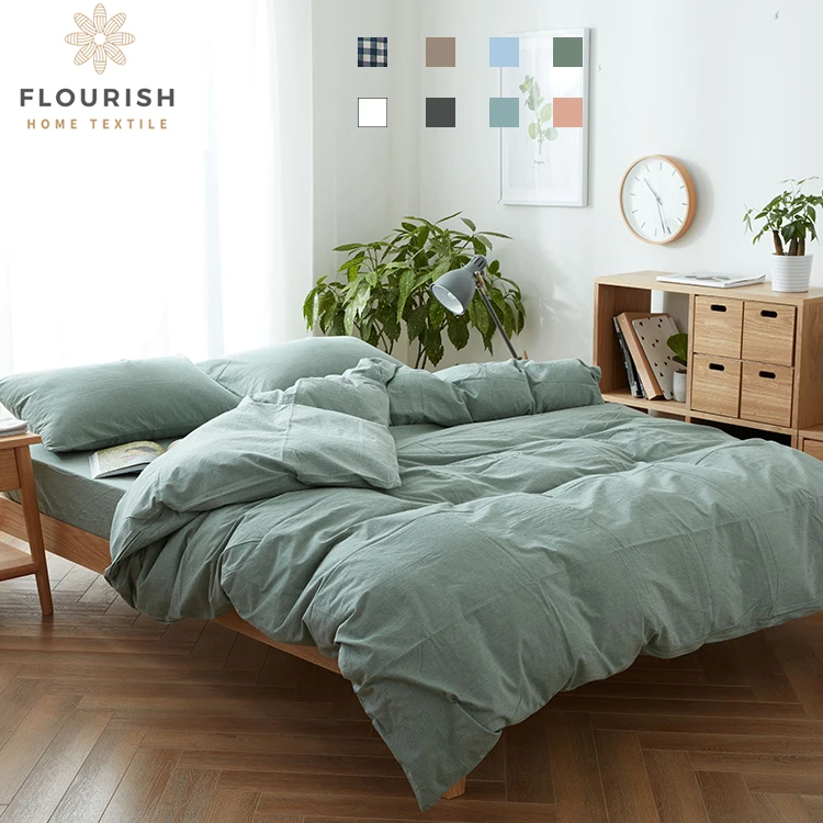 Flourish Oem Hot Sale Rich Color Kain Sprei Jogo Ropa Sabanas De Cama Linen Hotel Embroidered Bed Sheets Queen Size Comforter Se