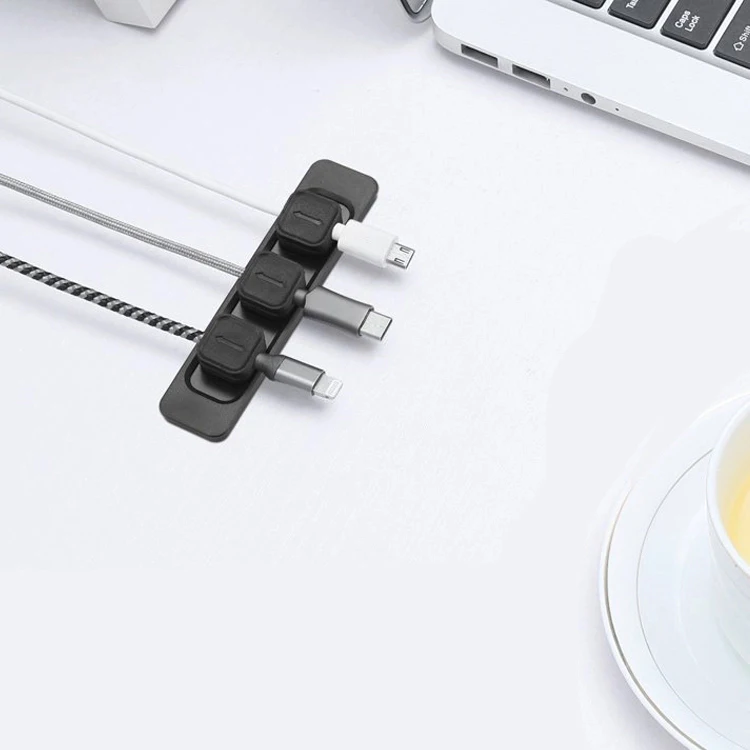 Unique Design Quality Self  Adhesive Silicone Magnetic Desk Cable Holder Magnet for Charging cable management