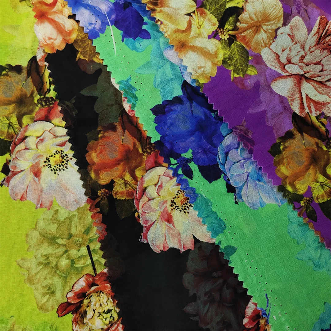 Factory 100% digital printed fabric cotton voile bawal tudung  fabric for dresses digital printed