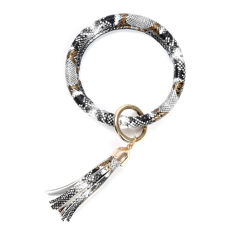 Новый браслет из искусственной кожи со змеиным узором, браслет с подвеской, точечный Amazon, чехол для карт с леопардовым принтом, брелок на запястье
