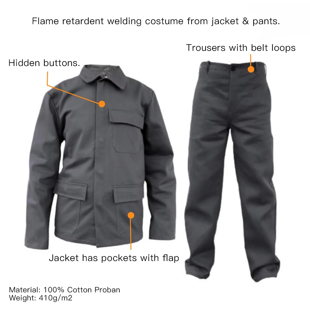 Customized Logo Accepted Mens Pure Cotton Work Clothes Clothing Workwear Suits