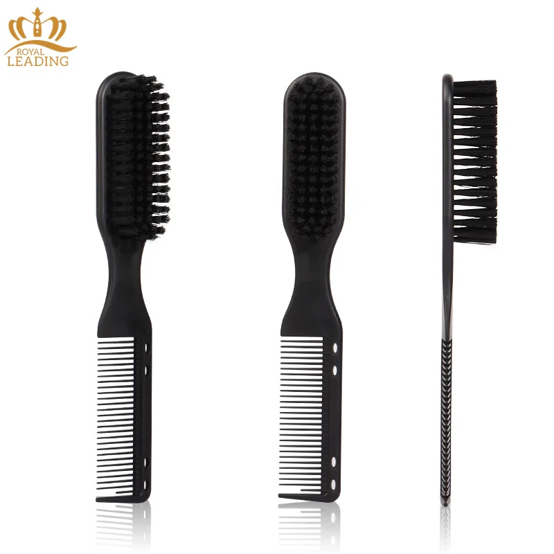 Private Label Barber Supplies Gold Double Sided Beard Styling Brush And Comb Set Barber Neck Duster Brush