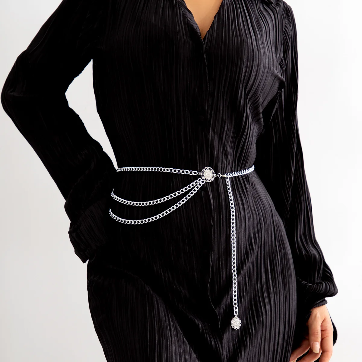 Цепочка из сплава, многослойная, с завышенной талией