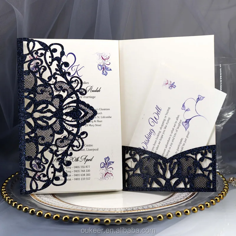 Personalized Hollow Out Wedding invitation Card invitation card wedding with glitter