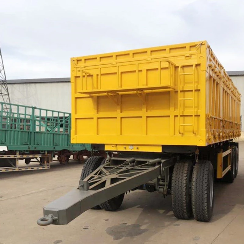 2 axles 3 Axles 20ft 20 Tons Drawbar Cargo Fence Semi Trailer Full Trailer Drawbar Side Dump Full Trailer