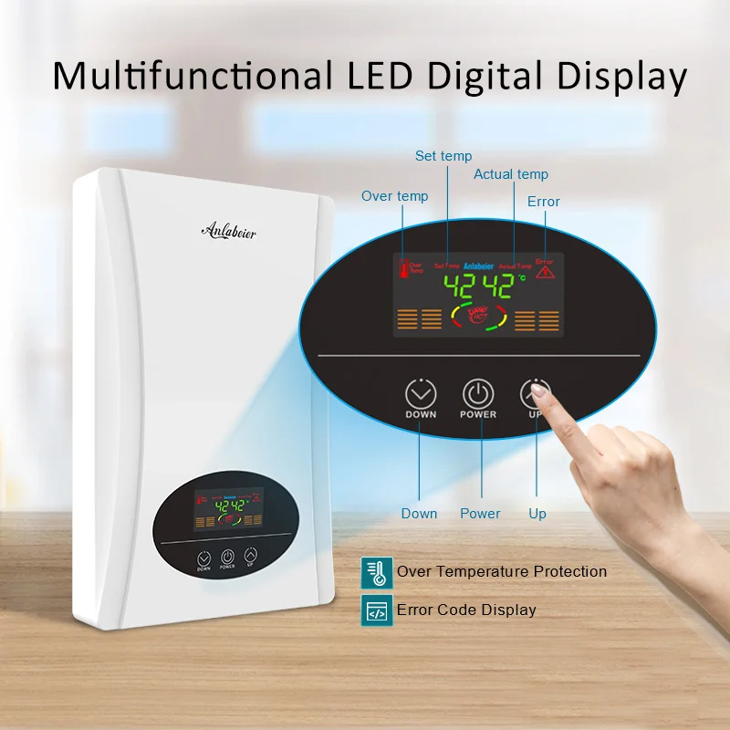 Oem factory 220-240V 8-12kW  high efficiency cheap price IPX4 water proof small size electric water heater for hotel shower