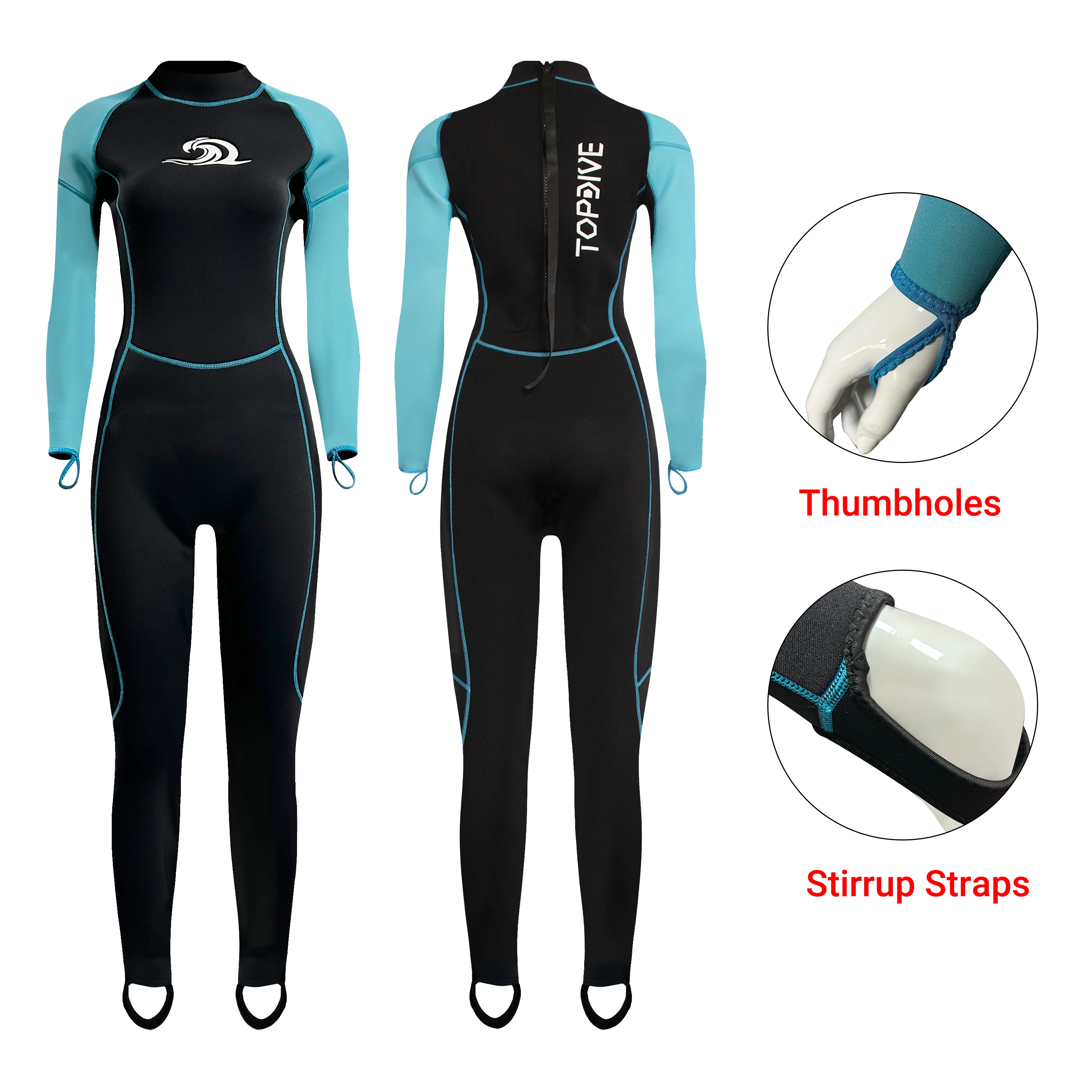 2mm Women Neoprene Surfing Wet Suits Unisex Black Long Sleeve Surf Diving Wetsuit