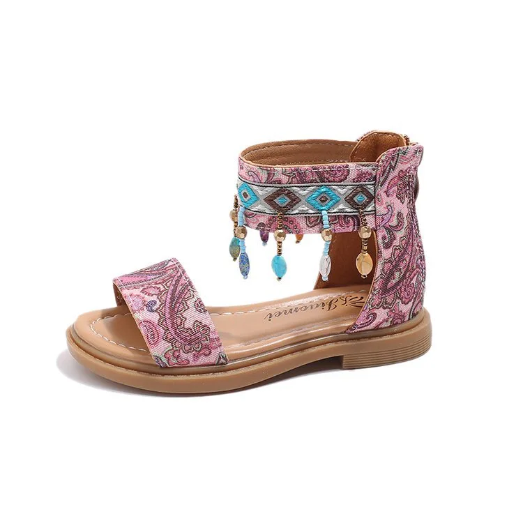 Roman Sandals Summer Ethnic Style Open Toe Midget Sandals Girls Beach Shoes For Girls