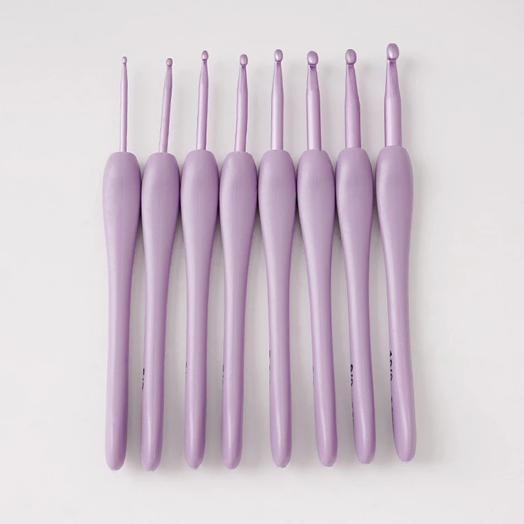 8Pcs/set Purple Crochet Hooks Set Craft Crochet Weaving Knitting Needles Hooks For Sewing Crafts Stitching 2.5-6.0mm