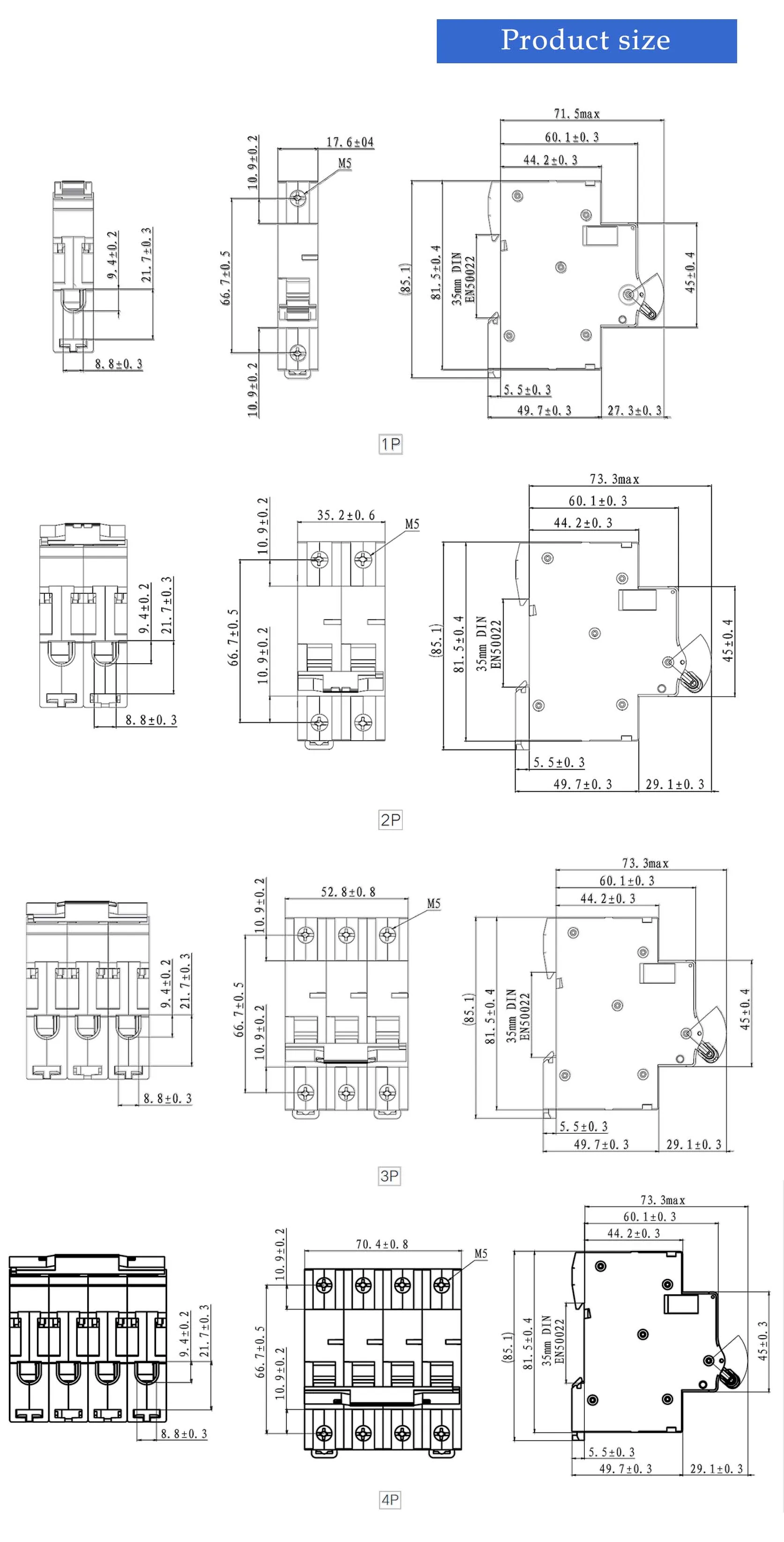 Nader miniature circuit breaker mcb NDB2 63H ICE 1p 2p 3p 4p  circuit breaker electrical electronic 1-63A