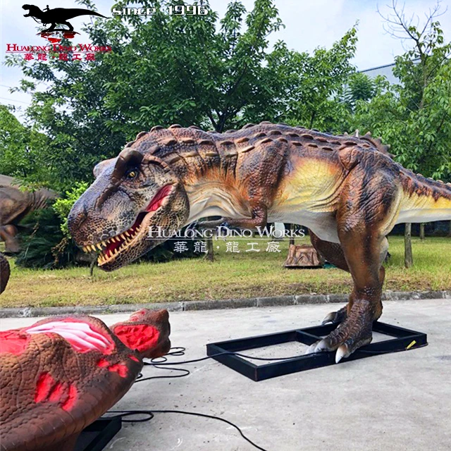 Customized t rex  dinosaur fight scene vivid life size simulation mechanical dinosaur model