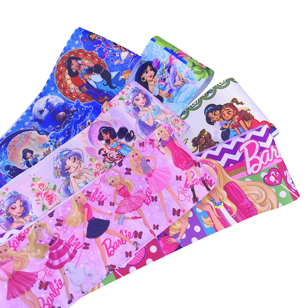 Wholesale 3 inch Cute Character Girls grosgrain printed ribbon heat transfer ribbon For Hair Accessories