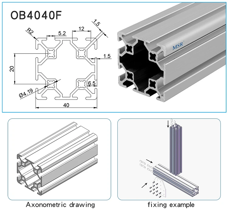 shaoxing msr 40f factory price slot 5 aluminium extrusion aluminium profile  4040  for window and door connecting china supplier