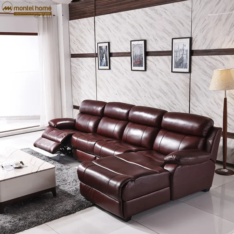Montel Indoor Leather Sofa Set Living Room Furniture Red Sectional Recliner L Shape Modern Corner Sofa Bed
