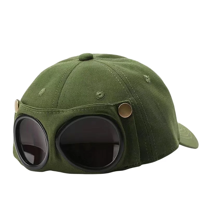 Wholesale spring summer men women fashion cute cat ears baseball cap with glasses embroidery aviator baseball cap