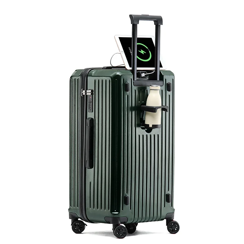 Custom logo 20/24/26/28/30/34 inch Extra large capacity Travel Trolley suitcases luggage with usb port and cup holder