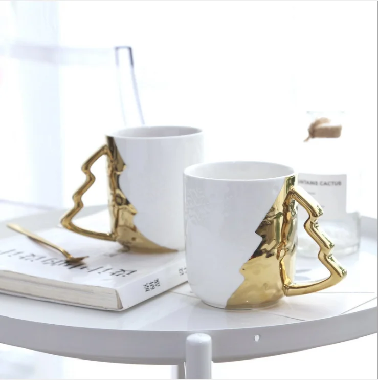 MG02 2021 Nordic Christmas Tree Design Porcelain Coffee Cup Christmas Mug for Tea Gifts