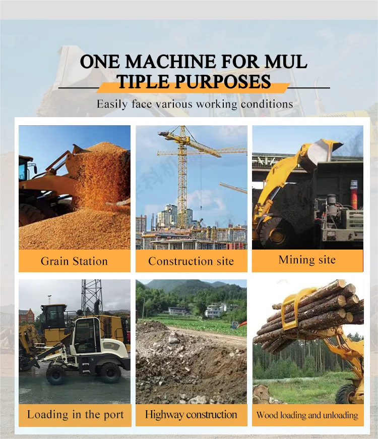 Factory Heavy Machine 2ton Hydrostatic Transmission Use Farm Front End Wheel Loader