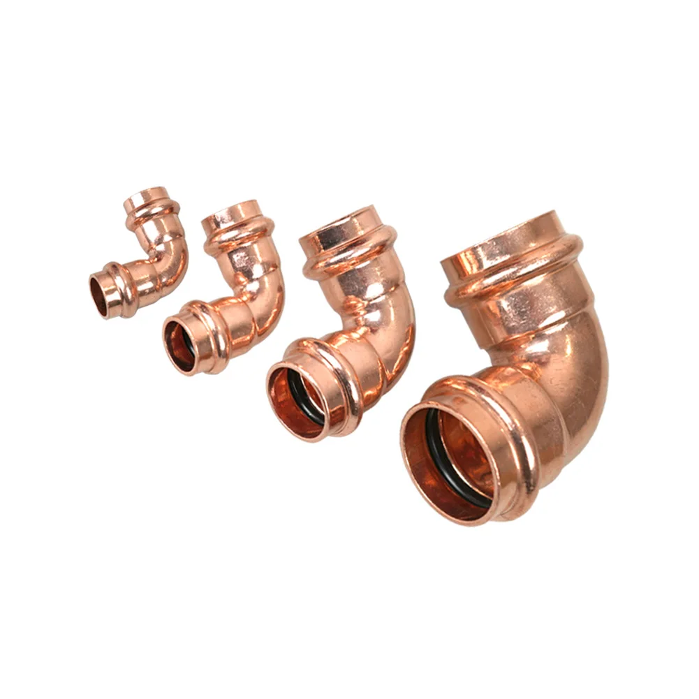 AMBOHR Factory Price Copper ProPress Fittings Elbow 1/2-2inch Smooth Surface Brass PP Material Low for Plumbing System Stop Head
