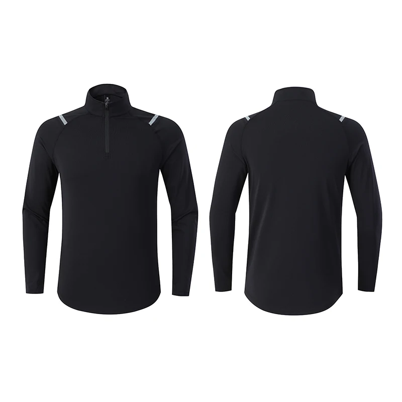 1/4 Zipper Men Active Quick Dry Crew Neck T Shirts Athletic Running Gym Workout Long Sleeve Tee Top For Sportswear