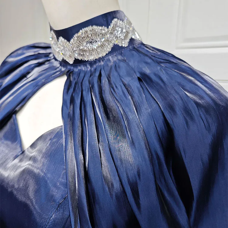 2 Pieces Set Arab Abaya Silk Satin Modest Maxi Long Dresses Women Muslim Party Gown Diamond Muslim Evening Dresses