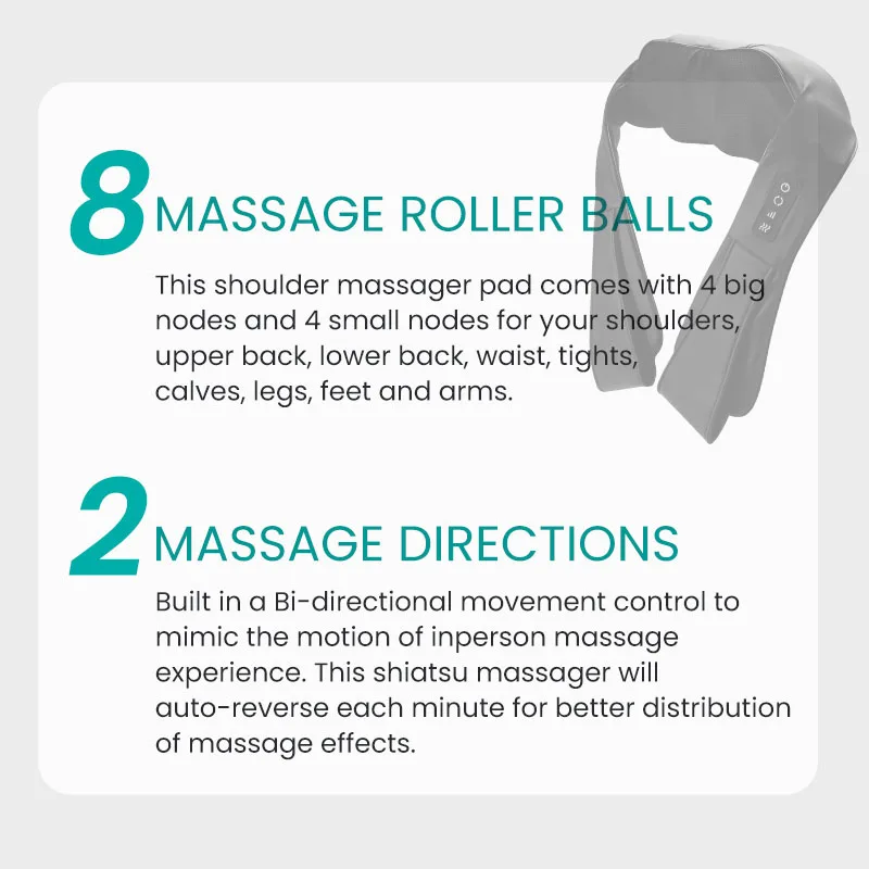 Electric Full Body Deep Tissue Kneading Pillow Massage Shiatsu Back Shoulder And Neck Massager With Heat