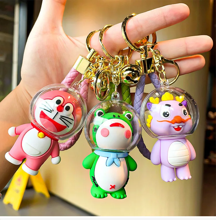 Creative Animal Astronaut Spaceman Keychain Cute UFO Frog Dinosaur Pendant Key Chains Bag Pendant Key Chains