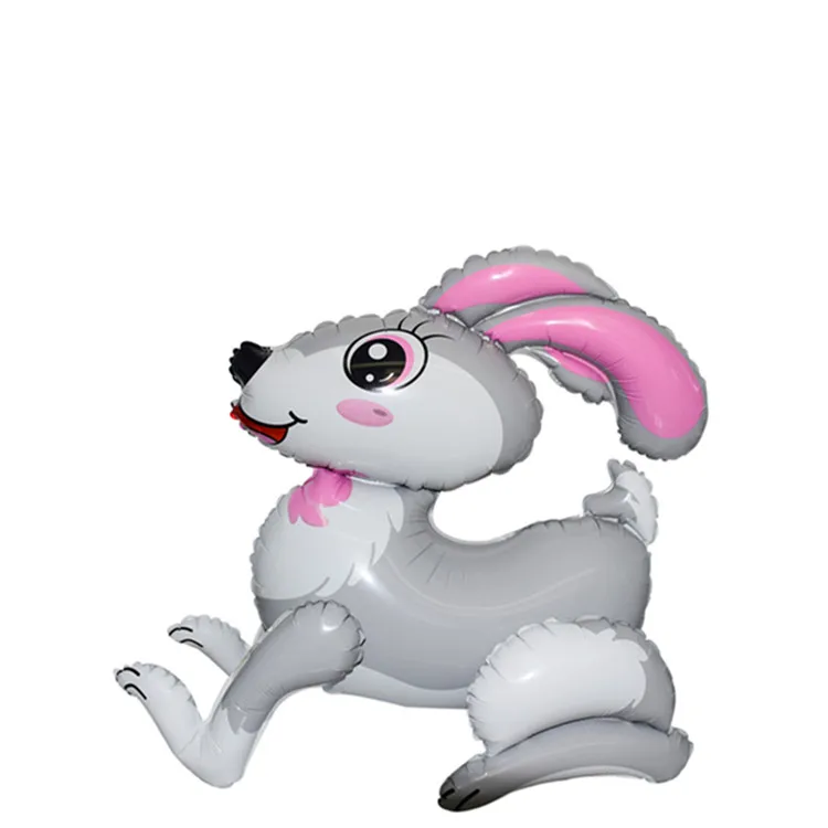 Factory Forest Inflatable Tiger Foil Globos Easter Decors Stand Rabbit 4D Walking Rabbit Foil Jungle Animal Party Balloons