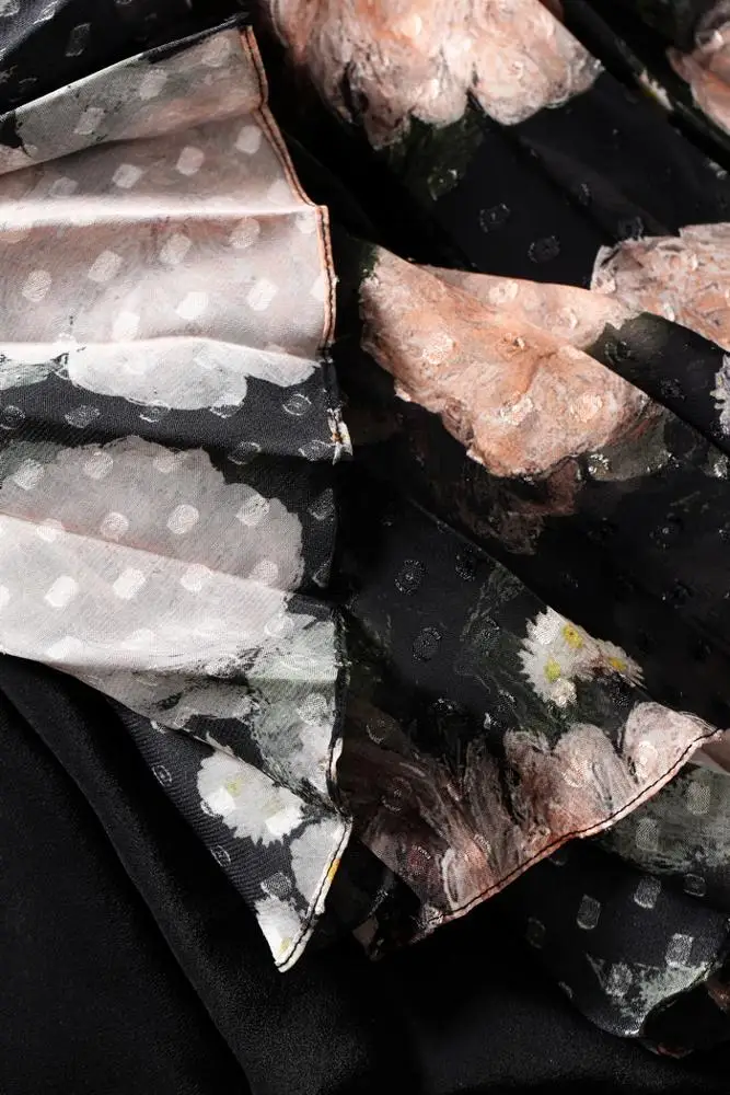 Stylish Full Printed Beautiful Office Skirt Simple A-line Skirt Double-layer Ladies Long Skirt Fashion Print