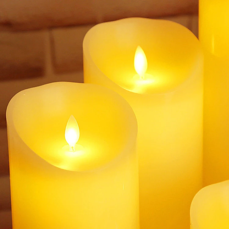 Christmas Battery Operated Real Wax Flameless Led Candles With Remote Control