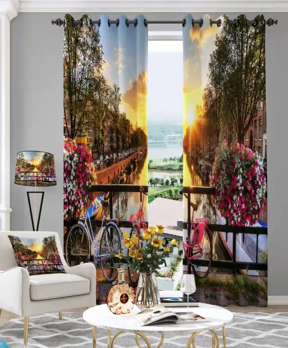 Hot Sale 100% Polyester Natural Romantic Blackout Printed Hawaii Home Blackdrop Window Curtains For The Living Room