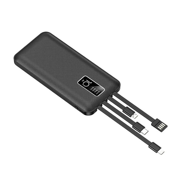 Products China Wholesale Powerbank Built In Cables Slim Cheap 10000mah Portable Power Bank