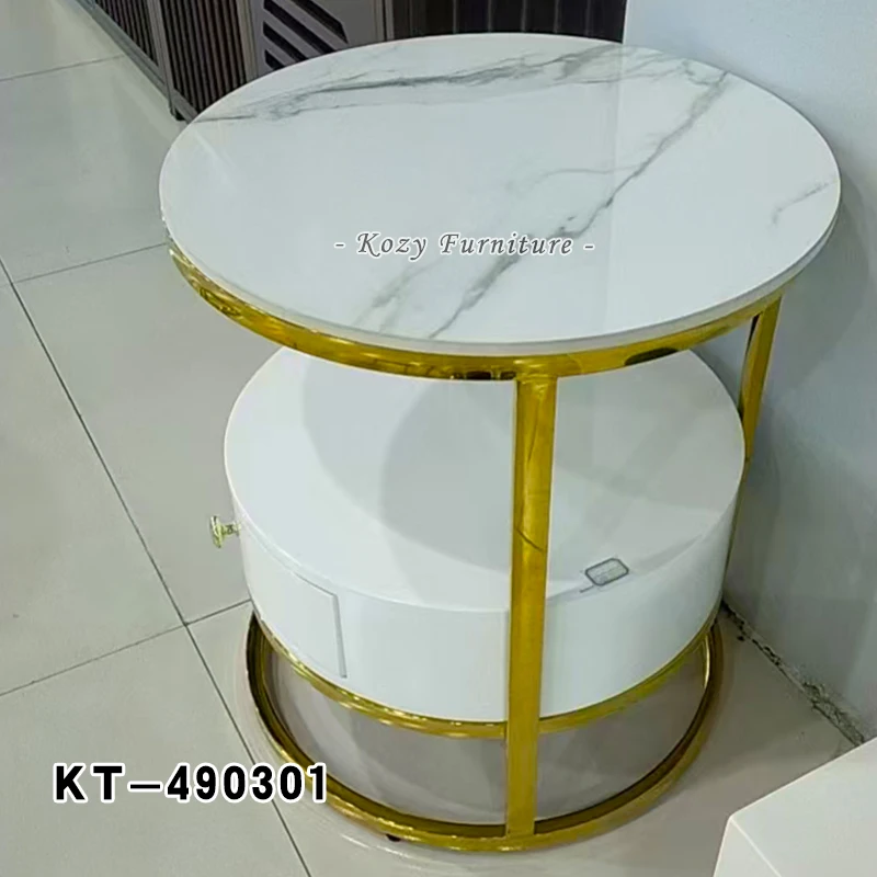 Chinese Modern Design Small Round Stainless Steel Coffee Tea Table for Living Room