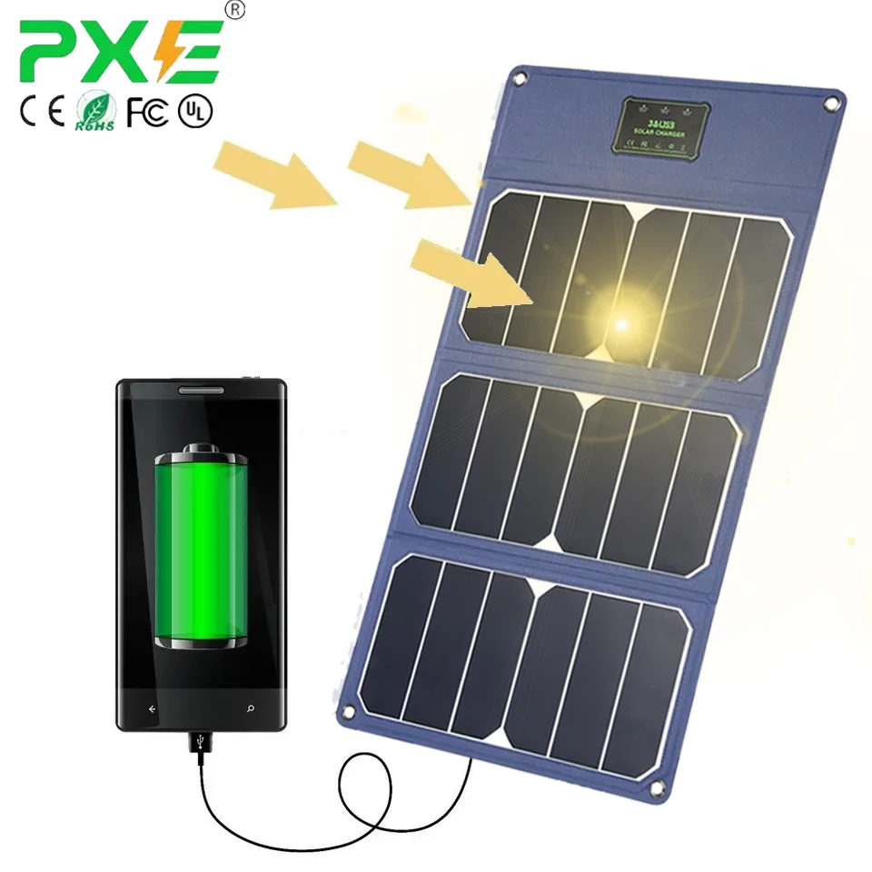 PXE Manufacturer Cheap Price High Efficiency 21W Mini Foldable Solar Panel / Portable Outdoor Solar Charger for Phone Laptop