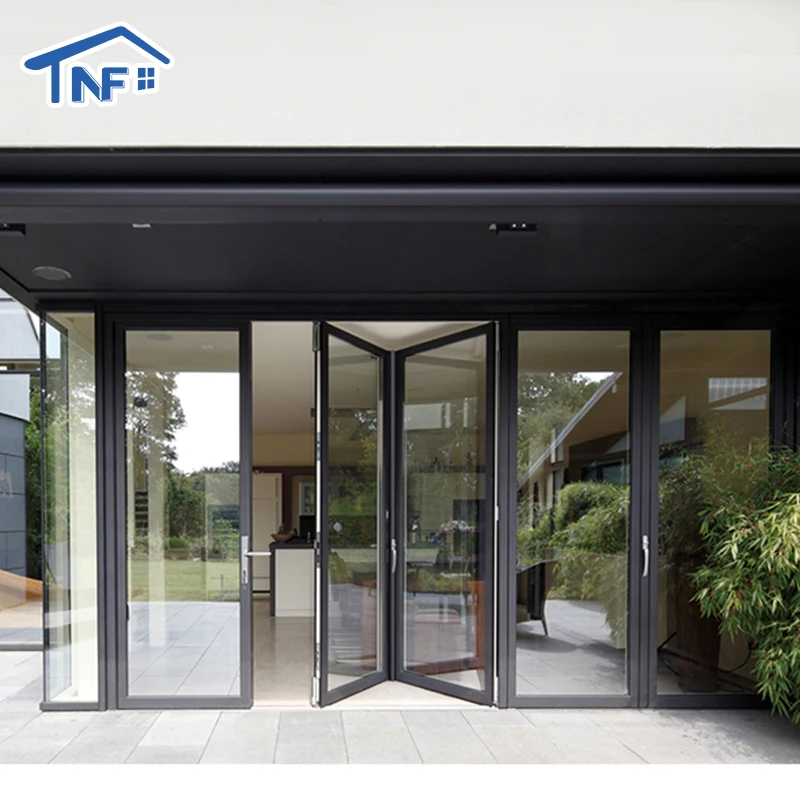 Veranda Bi Folding Interior Tempered Glass Aluminum Bifold Door for Patio