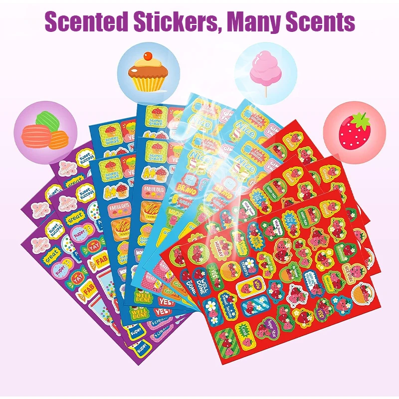 Custom Adhesive Fragrance Scraping Smelly different scented Scratch and sniff  Printing reward positive Stickers