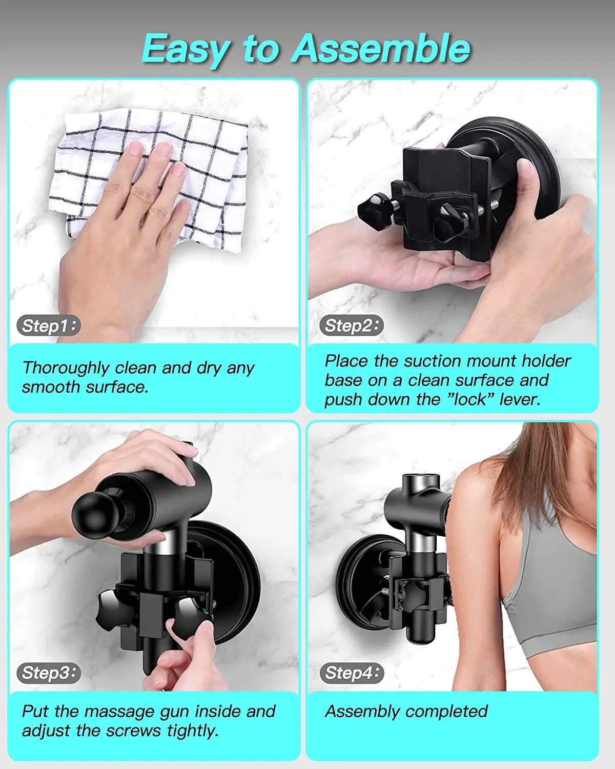 2023 Newest Strong Suction Massage Gun Holder Mount PRO for Back Hands Free Percussion Muscle Massager Wall Mount Self-Massage