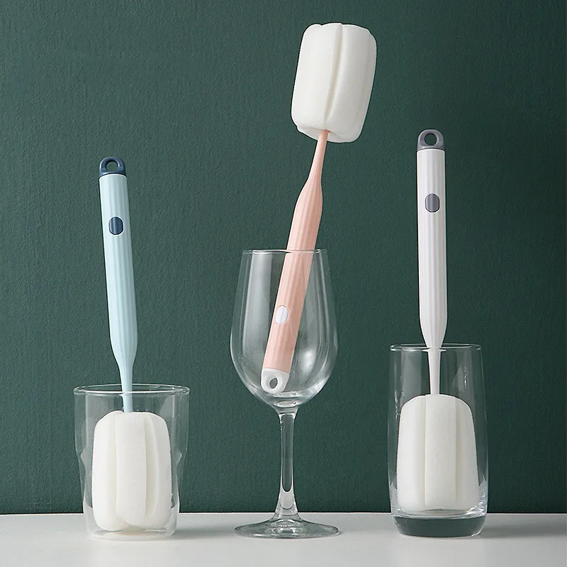 Home Cleaning Bottle Sponge Brush Glass Pot Washing Kitchen Cleaning Sponge Brush For Wineglass Bottle Coffee Tea Cup