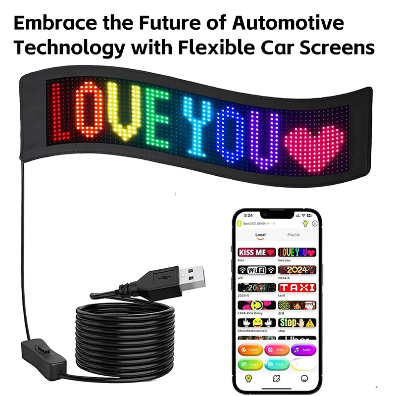 Waterproof App Flex LED glow car rear window digital display sticker programmable Flexible EL Glow LED Panel for car vehicle