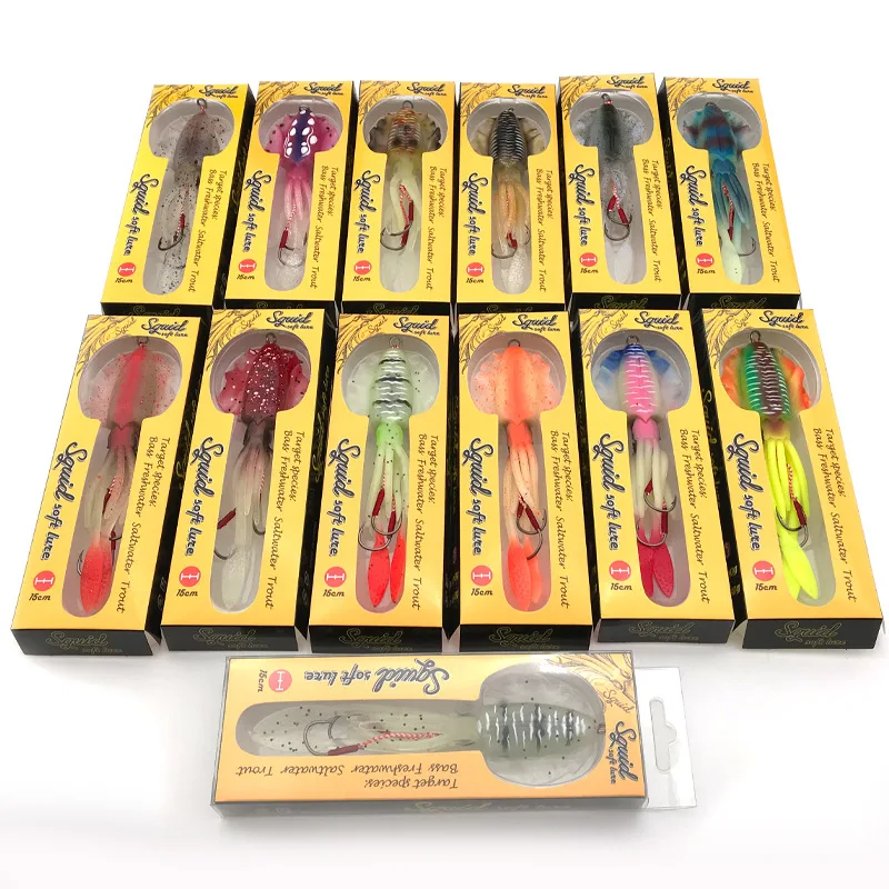 Wholesale OEM Luminous Bionic UV Glow Squid Lure Octopus Swim Bait Soft Plastic Fishing Lure Big Game Lures With Hook