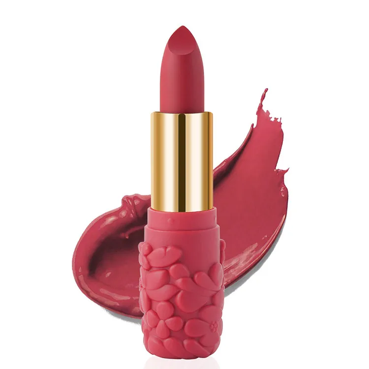 
Романтический 6 видов цветов красный макияж помада матовых оттенков для женщин женские туфли-лодочки; Цвет розовый цветок антипригарным водостойкая губная помада 