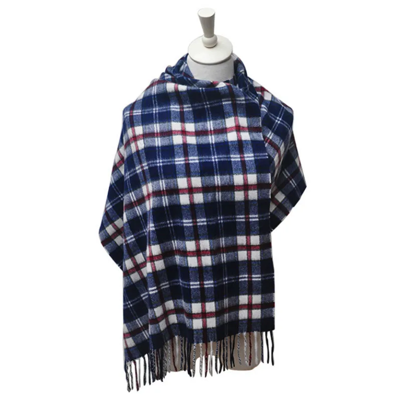 Синие шарфы с Фениксом Шелковый кашемировый клетчатый роскошный супер уютный женский хиджаб зимние толстые другие и шали 200