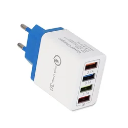 QC 3.0 Quick Charger 4 Ports 5V 3A USB Wall Charger Universal Travel Adapter US/ EU/ UK plug Charger for iphone for samsung